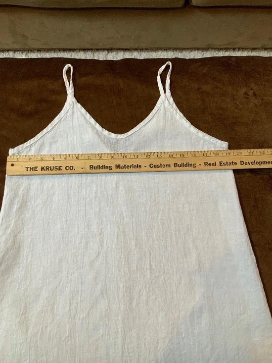 Terzo Millennio White L Linen Dress Lightweight Coastal Cottagecore Beach - Picture 5 of 8